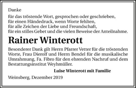 Traueranzeigen Von Rainer Winterott Trauerundgedenken De