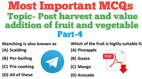 Important Mcqs On Post Harvest And Value Addition Of Fruits And