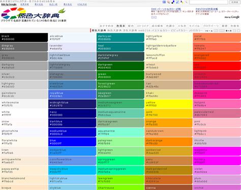 色の名前とhtmlタグが一目でわかるweb色見本♪ みんなのオススメサイト情報道場 コンピュータ まにあ道 趣味と遊びを極めるサイト！