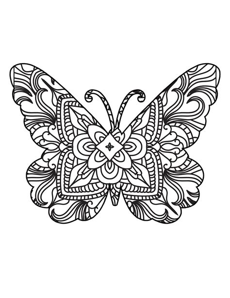 Mandala Butterfly Coloring Page - Sheet 4 - Download, Print Now!