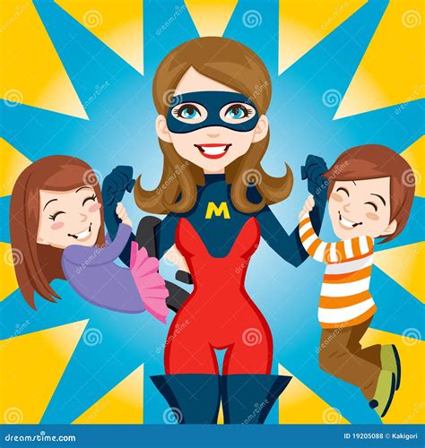 Super Hero Mom Stock Vector Illustration Of People Daughter