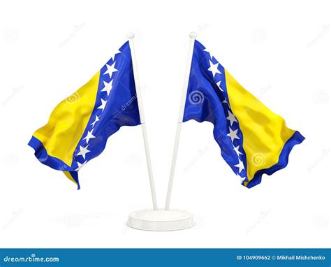 Dos Banderas Que Agitan De Bosnia Y Herzegovina Stock de ilustración