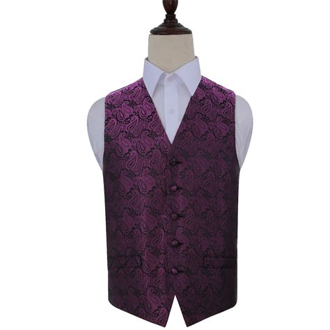 Mens Paisley Purple Wedding Waistcoat