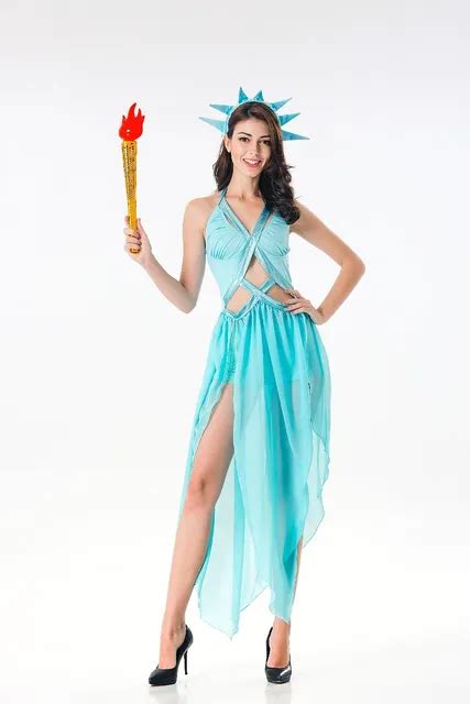 Halloween Adult Women Sexy Statue Of Liberty Costume Hen Party Book Week Goddess Fantasia Outfit