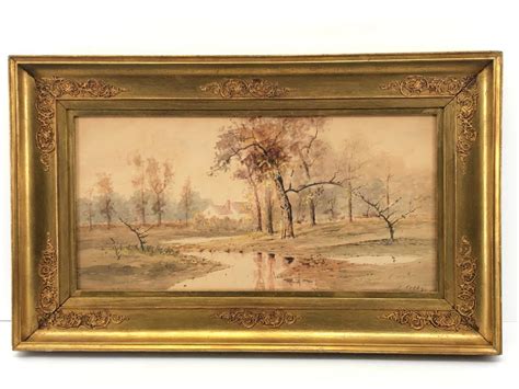 Sold Price George Ernest Colby Autumn Stream Landscape Watercolor On