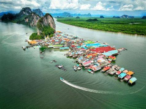 A High Anglel View Of Ko Panyi Village In Thailand With Lots Of