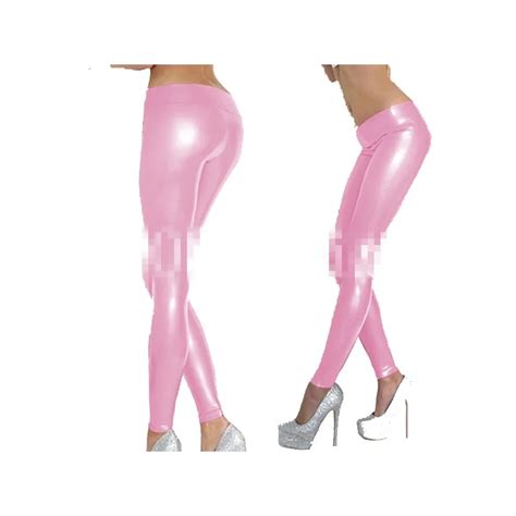 100 Latex Rubber Gummi Fashion Pink Hip Lifting Tight Sports Pants Size Xxs~xxl Cosplay