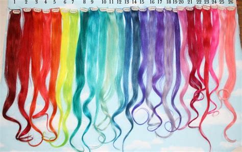 Rainbow Human Hair Extensions Colored Hair Extension Clip Etsy