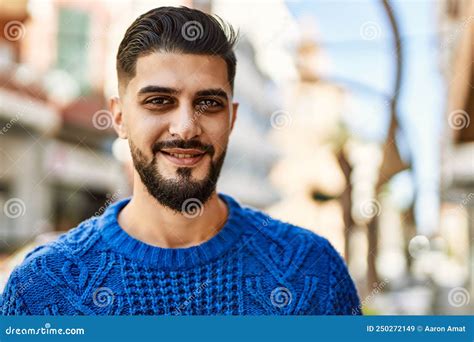 Young Arab Man Smiling Confident At Street Stock Image Image Of