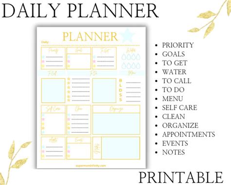 Daily Planner For Busy Moms Girls Daily Organizer Daily Planner