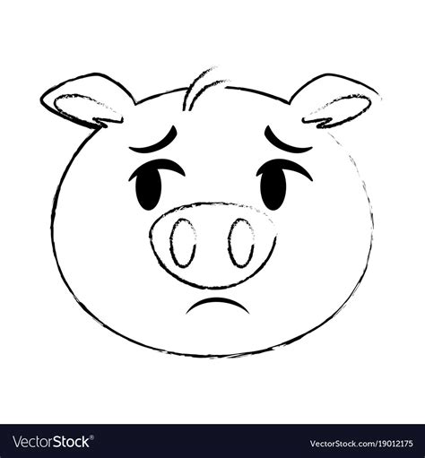 Cute Sad Pig Emoji Kawaii Royalty Free Vector Image