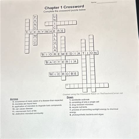 Solved Name Chapter 1 CrosswordCreated Using The Crossword Chegg