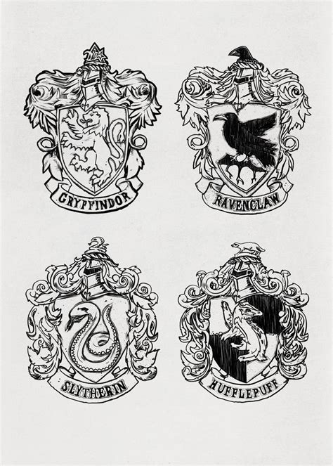 Hogwarts Houses White Poster Picture Metal Print Paint By