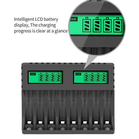 PUJIMAX Charger Baterai 8 Slot AA AAA Ni MH Ni CD Fast Charging LCD