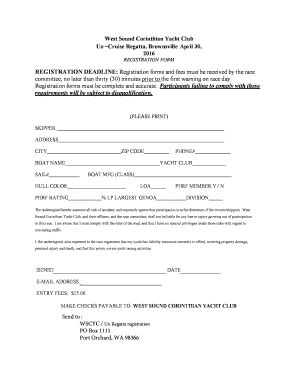 Fillable Online Wscyc Un Cruise Regatta Registration Form West Sound