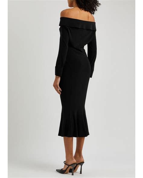 Norma Kamali Off The Shoulder Jersey Midi Dress In Black Lyst