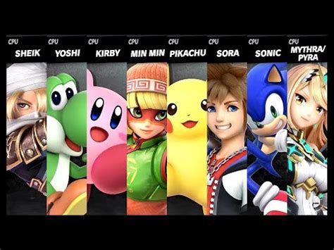 Sheik Vs Yoshi Vs Kirby Vs Min Min Vs Pikachu Vs Sora Vs Sonic Vs