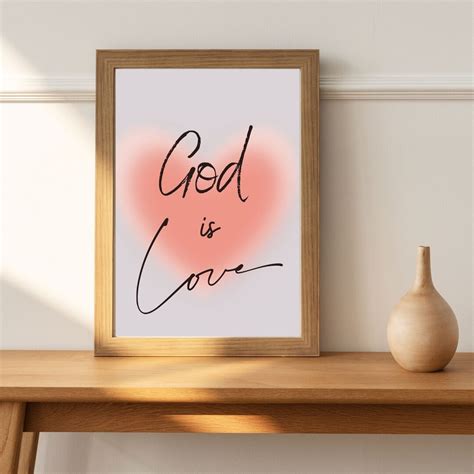 Minimalist Christian Boho Wall Art God Is Love Printible Etsy