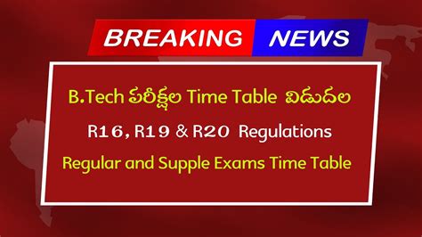 Jntuk B Tech R R R Regular Supply Exam Time Tables Dec