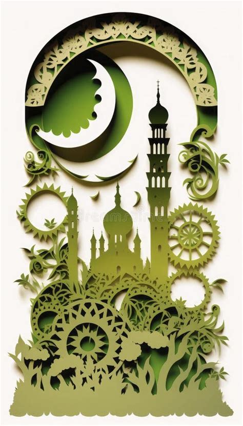 Mosque And Minaret Islamic Mosque In The City Stock Illustration