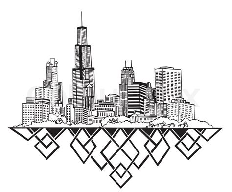 Chicago Skyline Pencil Drawing - Skyline City York Drawing Chicago ...