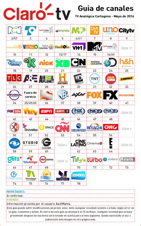 Guia De Canales Claro TV Cartagena Abril 22 2016 Cableoperadores