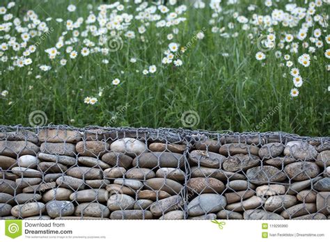 Gabion stone wall stock photo. Image of engineering - 119295990