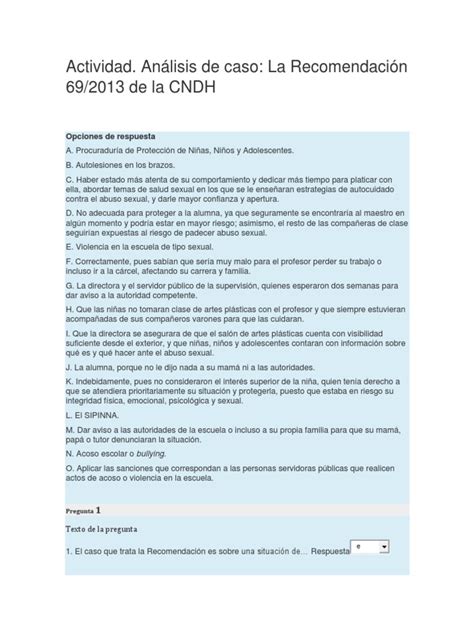 Actividad Análisis De Caso La Recomendación 69 2013 De La Cndh