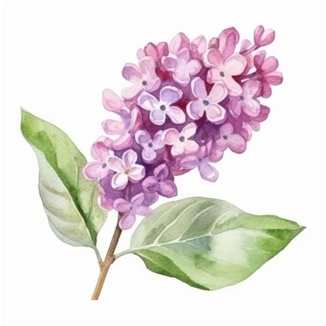 Watercolor Of Lilac Blossom