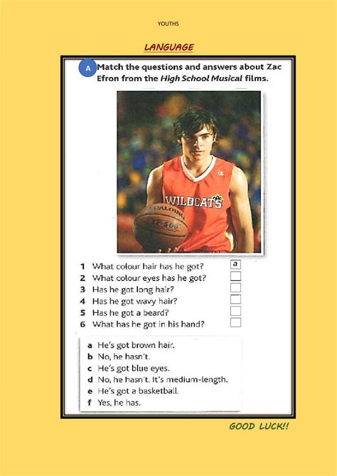 High School Musical Film Verb To Have Worksheets His Hands Wild