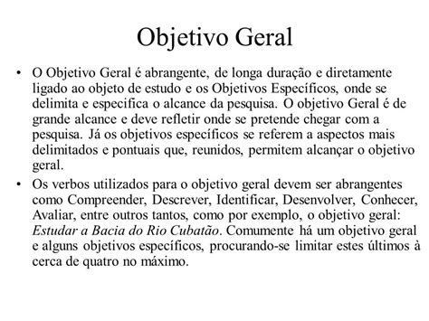 Exemplo De Objetivo Geral E Especifico Tcc Vários Exemplos