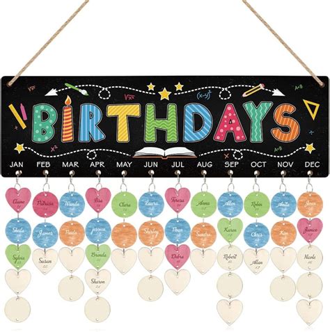 Colorful Birthday Calendar Wooden Wall Hanging Etsy