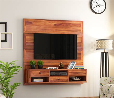 Snapple Wall Mount Tv Unit Honey Finish Online In India Wooden Street