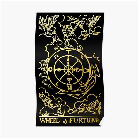 Tarot Card Wheel Of Fortune Gold Deck Poster For Sale By