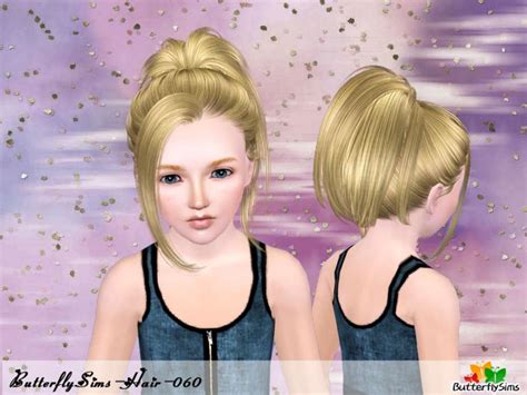 Top Knot With Side Bangs Hairstyle Hair 60 By Butterfly Sims 3 Hairs