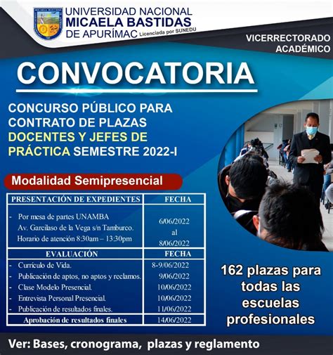 Convocatoria A Concurso P Blico Para Contrato De Plazas Docentes Y