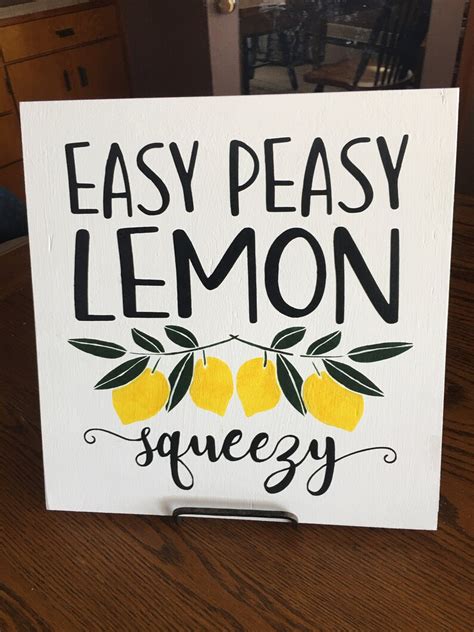 Easy Peasy Lemon Squeezy Wood Sign Farmhouse Kitchen Decor Etsy