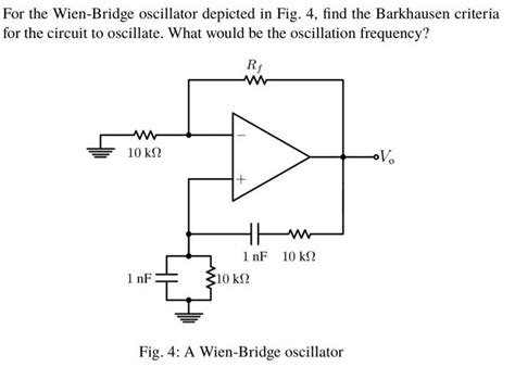 Solved For The Wien Bridge Oscillator Depicted In Fig Chegg