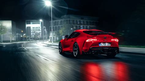 Toyota Supra Vehicle Car Night Street Motion Blur Street Light