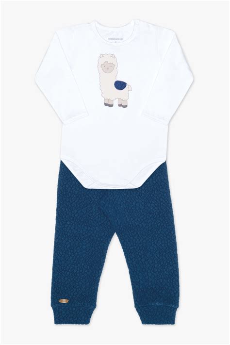 Conjunto body térmico e calça sherpa azul infantil Dedeka