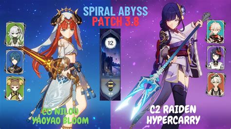 Spiral Abyss 3 8 C0 Nilou YaoYao Bloom C2 Raiden HyperCarry Floor