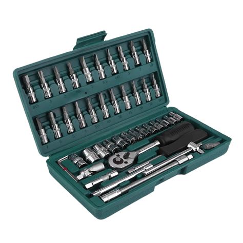 Professional 46 PCS Combination Socket Set Ratchet Torque Wrench Auto