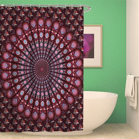 Mandala Indio Cortina De Ducha Flor Impresa Bohemio Geom Trico Cortinas