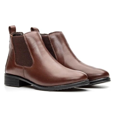 Bota Chelsea Masculina Couro Botina Casual Conforto Marrom