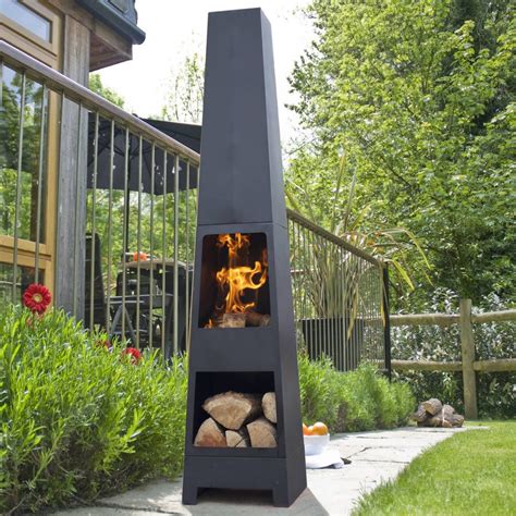 Malmo Chiminea Patio Heater And Log Store Fire Pit Backyard Outdoor