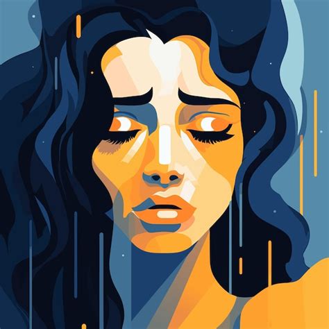 Premium Vector Fictional Young Sad Girl Concept Of Sadness And