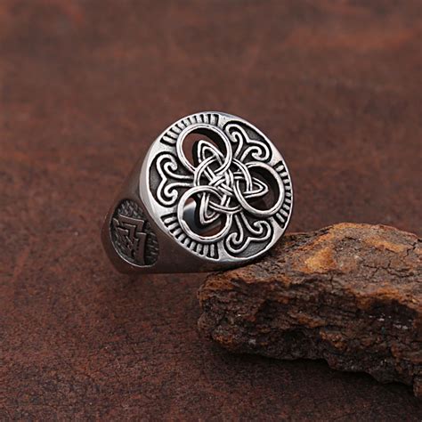 Criativo oco vintage viking odin celtics nó anel masculino nordic aço