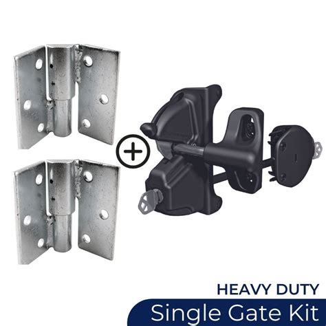 Single Gate Hinge Latch Kit Heavy Duty Black Diy Fencing Supply