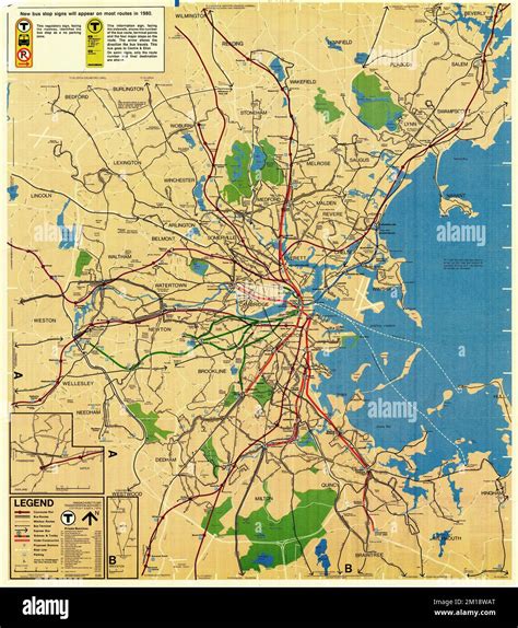 T 1980 System Map Local Transit Massachusetts Boston Maps Subways Massachusetts Boston