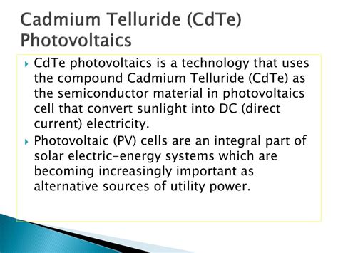 Ppt Cadmium Telluride Solar Cells Powerpoint Presentation Free